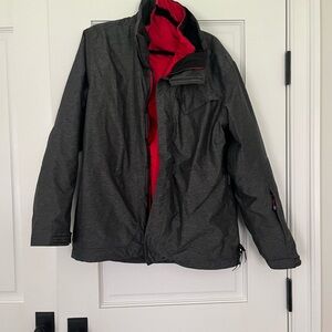 The North Face Men's Gray and Red Jacket with Black Liner, Size M